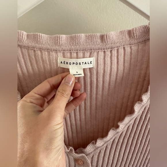 Aeropostale Cardigan Button Short Sleeve pink size small - Picture 3 of 3